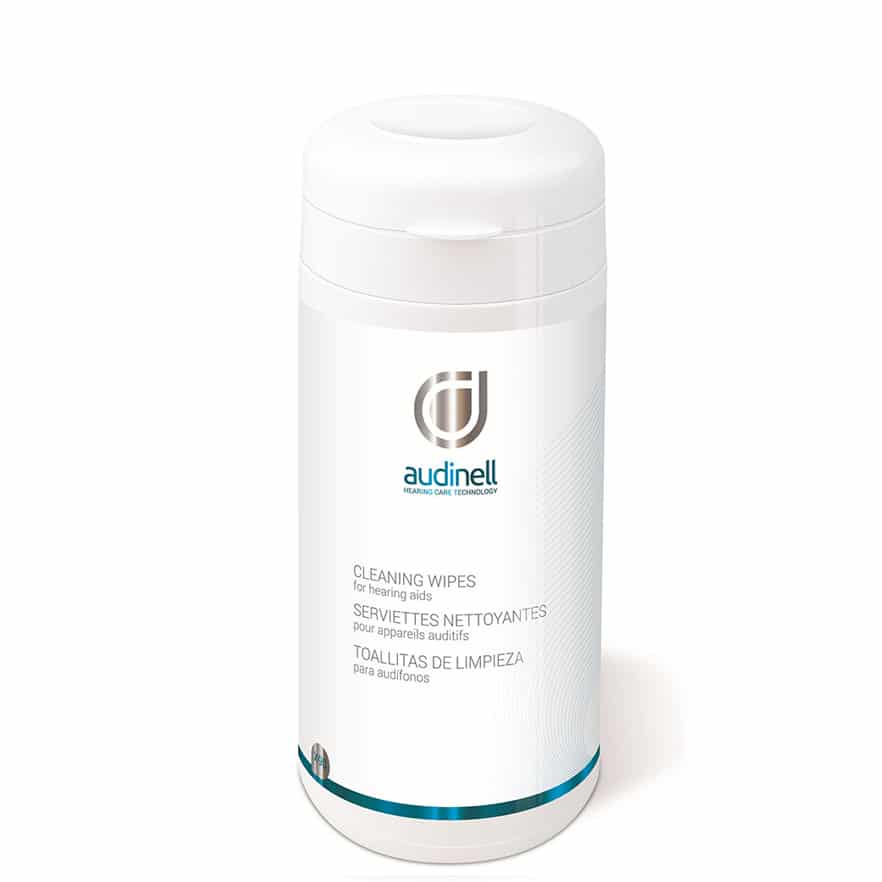 Dispensador de toallitas de limpieza individuales Audinell 90ud para audífonos 1 Dispensador de toallitas de limpieza individuales Audinell 90ud para audífonos